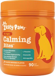 Zesty Paws Calming Bites Peanut Butter Flavored Soft Chews Composure & Relaxation Supplement for Dogs, 90 ...