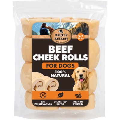 Brutus & Barnaby Brutus & Barnaby Rawhide-Free Beef Cheek Rolls Long Lasting Dog Chews, 5 to 7-inch, 2 count