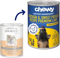 Chewy Made Limited Ingredient Diet Premium Loaf Chicken & Sweet Potato Recipe Grain-Free Canned Dog Food (FORMERLY AMERICAN JOURNEY), 12.5-oz can, case of 12