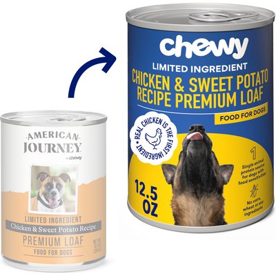 Chewy Made Chewy Made Limited Ingredient Diet Premium Loaf Chicken & Sweet Potato Recipe Grain-Free Canned Dog Food (FORMERLY AMERICAN JOURNEY), 12.5-oz can, case of 12