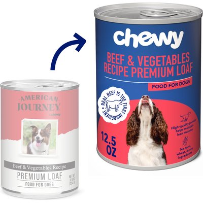 Chewy Made Chewy Made Premium Loaf Beef & Vegetables Recipe Canned Dog Food (FORMERLY AMERICAN JOURNEY), 12.5-oz can, case of 12