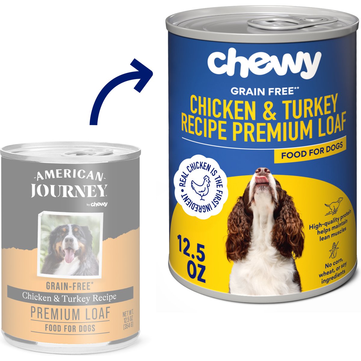 Chewy Made Premium Loaf Chicken & Turkey Recipe Grain-Free Canned Dog Food (FORMERLY AMERICAN JOURNEY), 12.5-oz can, case of 12