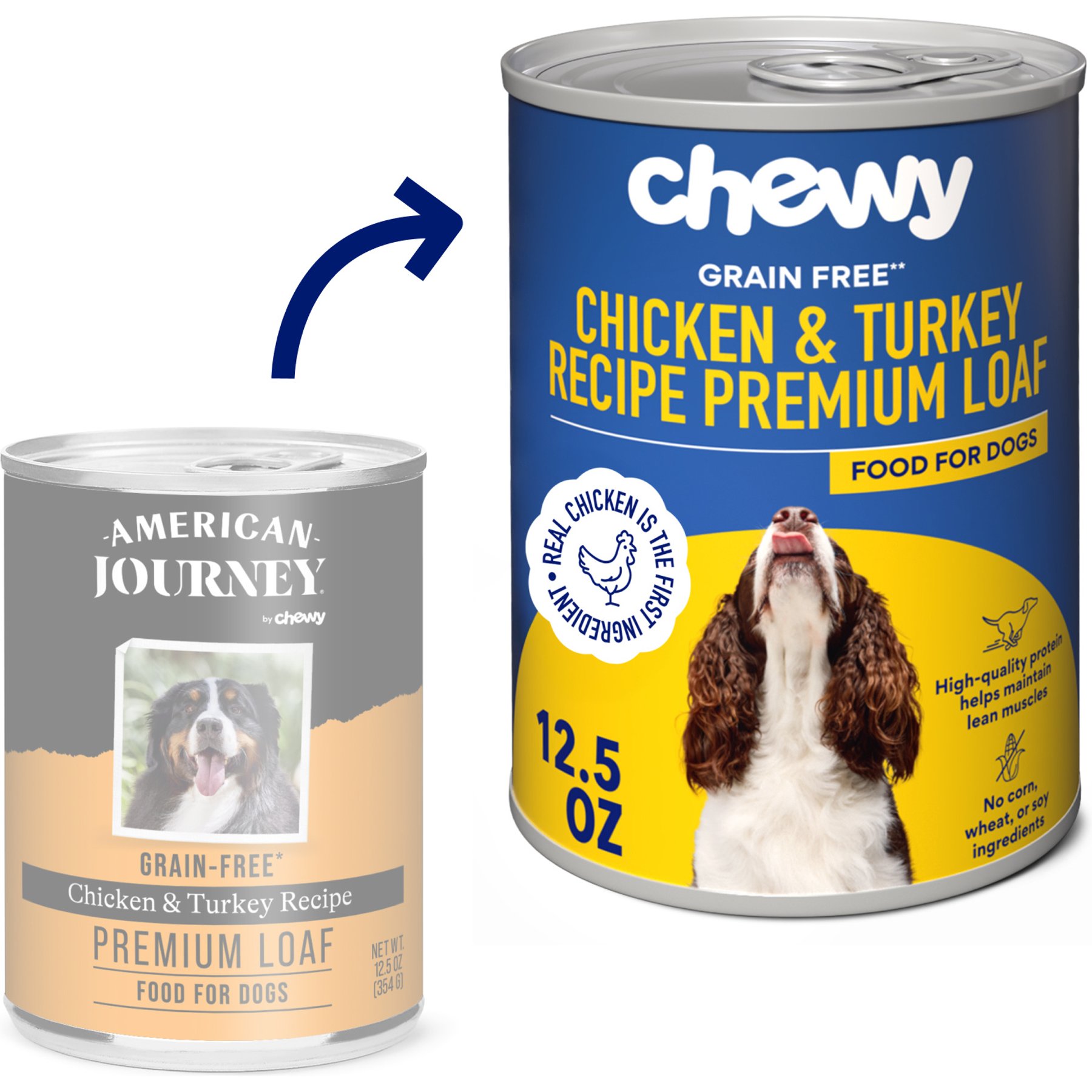 Chewy Made Premium Loaf Chicken & Turkey Recipe Grain-Free Canned Dog Food (FORMERLY AMERICAN JOURNEY), 12.5-oz can, case of 12