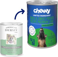 Chewy Made Limited Ingredient Diet Premium Loaf Duck & Sweet Potato Recipe Grain-Free Canned Dog Food (FORMERLY AMERICAN JOURNEY), 12.5-oz can, case of 12