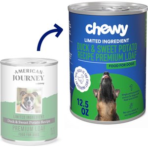Chewy Made Limited Ingredient Diet Premium Loaf Duck & Sweet Potato Recipe Grain-Free Canned Dog Food (FORMERLY AMERICAN JOURNEY), 12.5-oz can, case of 12