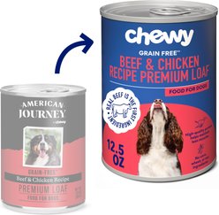 Chewy Made Premium Loaf Beef & Chicken Recipe Grain-Free Canned Dog Food (FORMERLY AMERICAN JOURNEY), 12.5-oz can, case of 12