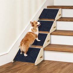 MALOROY Wooden Non-Slip Dog Ramps for Stairs, 11.8-in, 4 count, Grey