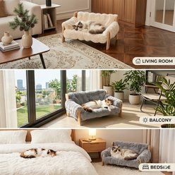 FURDEAR Indoor Soft Plush Washable Couch Warm Elevated Removable Cover Furniture Style Cat Sofa Bed, 27.2 x 18.6 x 11.8-in, Gray slide 2 of 9