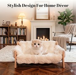 FURDEAR Indoor Soft Plush Washable Couch Warm Elevated Removable Cover Furniture Style Cat Sofa Bed, 27.2 x 18.6 x 11.8-in, White slide 2 of 9