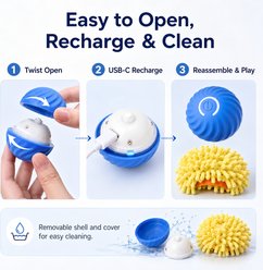 NonoPets USB Rechargeable Smart Interactive Electronic Motion Activated Automatic Bouncing Ball Dog Toy, Blue, 2.2-in slide 2 of 5