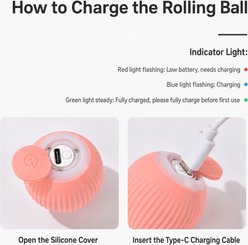 NonoPets Smart Interactive Obstacle Avoidance USB-C Rechargeable Electronic Automatic Motion Activated Rolling Ball Cat Toy, Pink slide 2 of 5