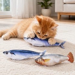 NonoPets Interactive USB Rechargeable Wiggling Kicker Motion Sensor Electronic Flopping Fish Cat Toy, 3 count