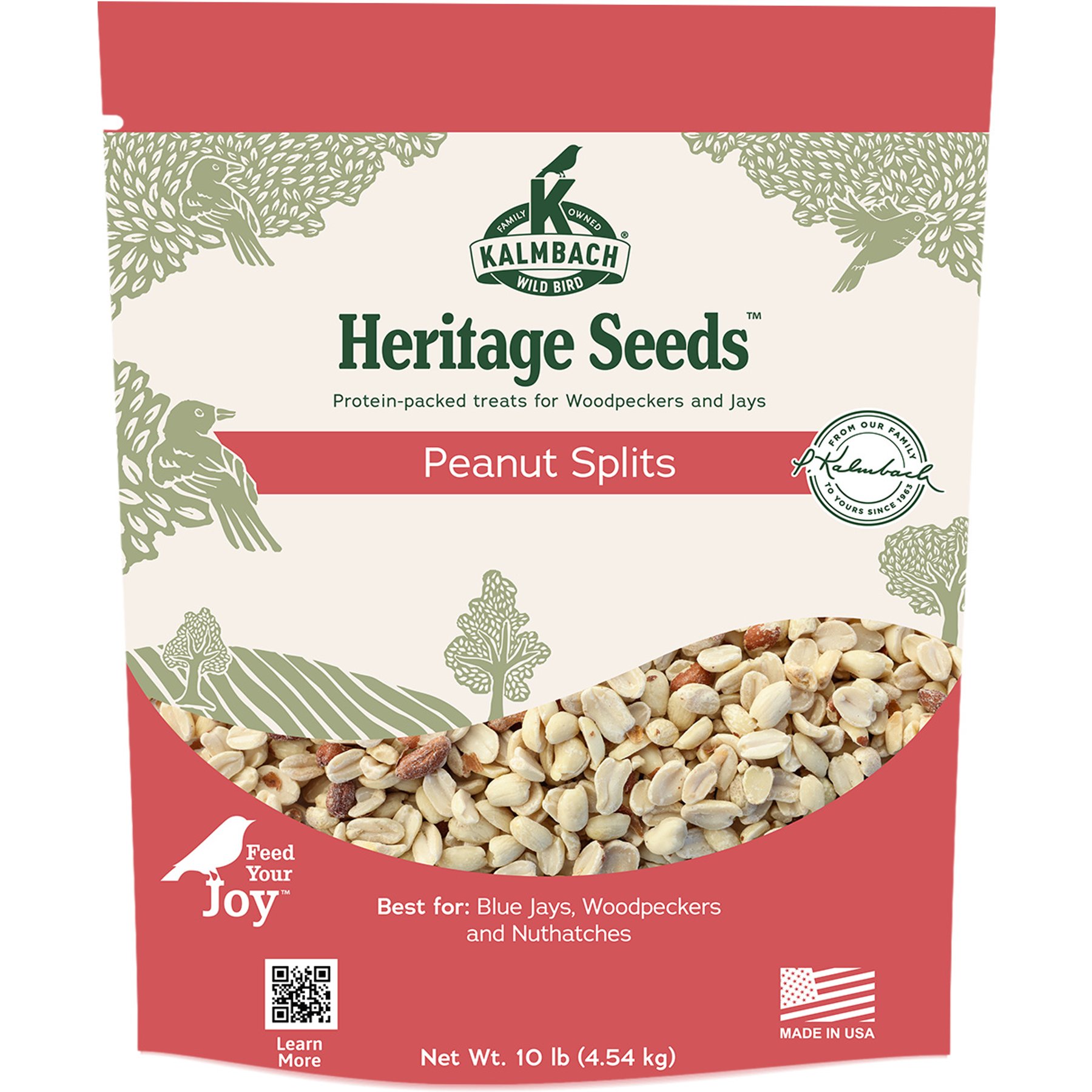 Kalmbach Feeds Heritage Seed Peanut Splits Birdseed Wild Bird Food, Red, 10-lb bag