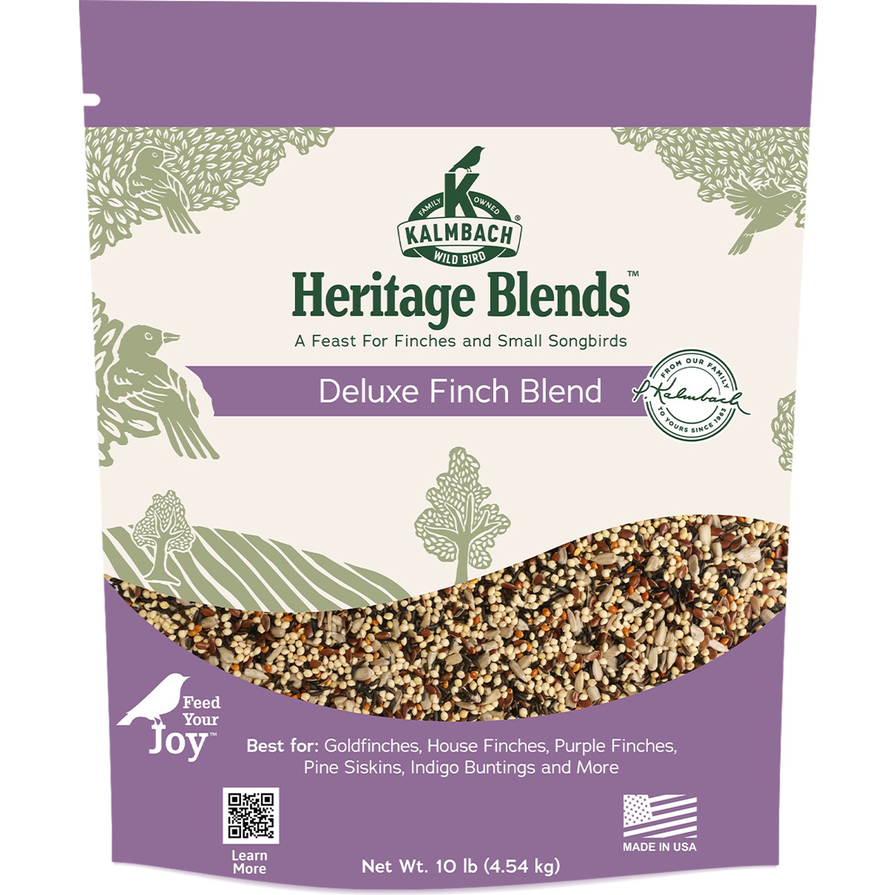 Kalmbach Feeds Heritage Blends Deluxe Finch Seed Blend Wild Bird Food, Lavender, 10-lb bag