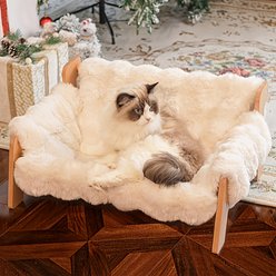WAOWAO Indoor Soft Plush Washable Couch Warm Elevated Removable Cover Furniture Style Cat Sofa Bed, 27.2 x 18.6 x 11.8-in, White