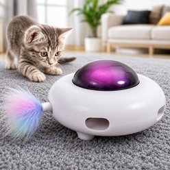 NonoPets Smart UFO Automatic Moving Feather USB Rechargeable Interactive Electronic Hide & Seek Cat Toy slide 1 of 8