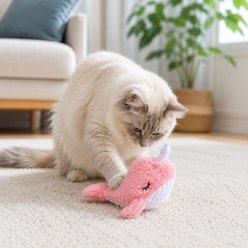 NonoPets Interactive Flopping Ocean Series Realistic Sea Creature USB Rechargeable Electronic Cat Toy with Catnip Pocket, Pink