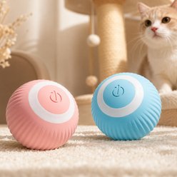 NonoPets Smart Interactive Obstacle Avoidance USB-C Rechargeable Electronic Automatic Motion Activated Rolling Ball Cat Toy, Blue