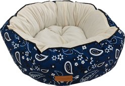 Wrangler Bandana Round Cuddler Dog Bed, Navy