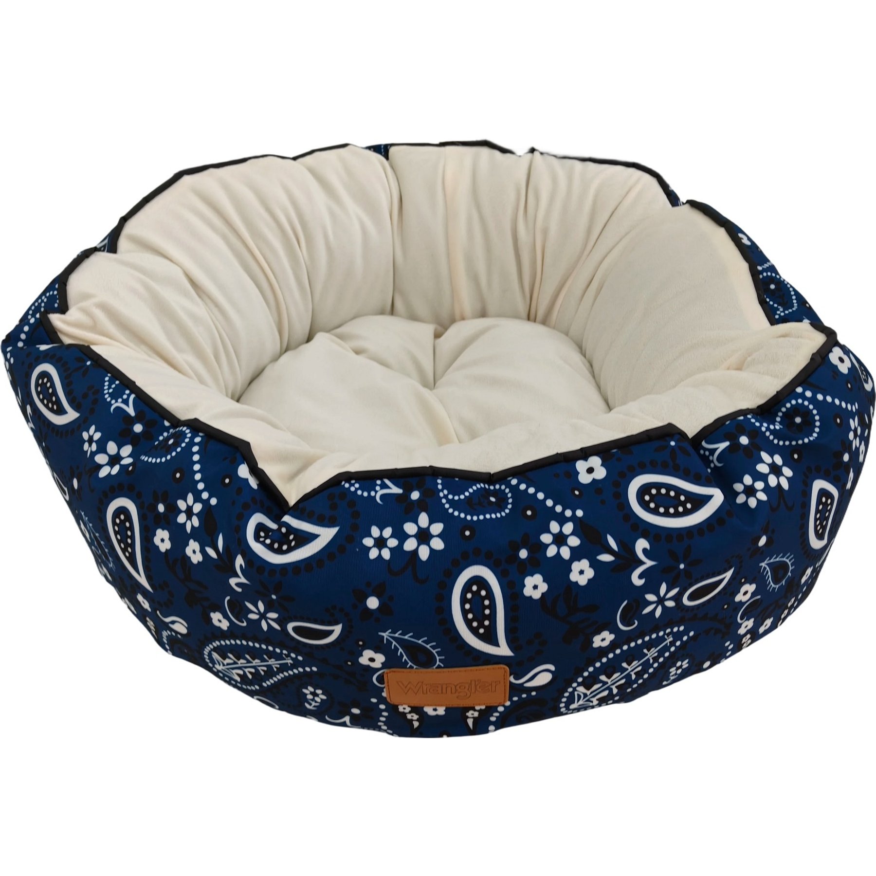Wrangler Bandana Round Cuddler Dog Bed, Navy