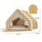 Show in main carousel: FURDEAR 2-in-1 Detachable Wooden Frame Shelter Cozy Furniture Novelty Bolster Cat Tent Bed with Scratching Board, Beige, 19.7 x 15.8 x 15.8-in slide 4 of 7