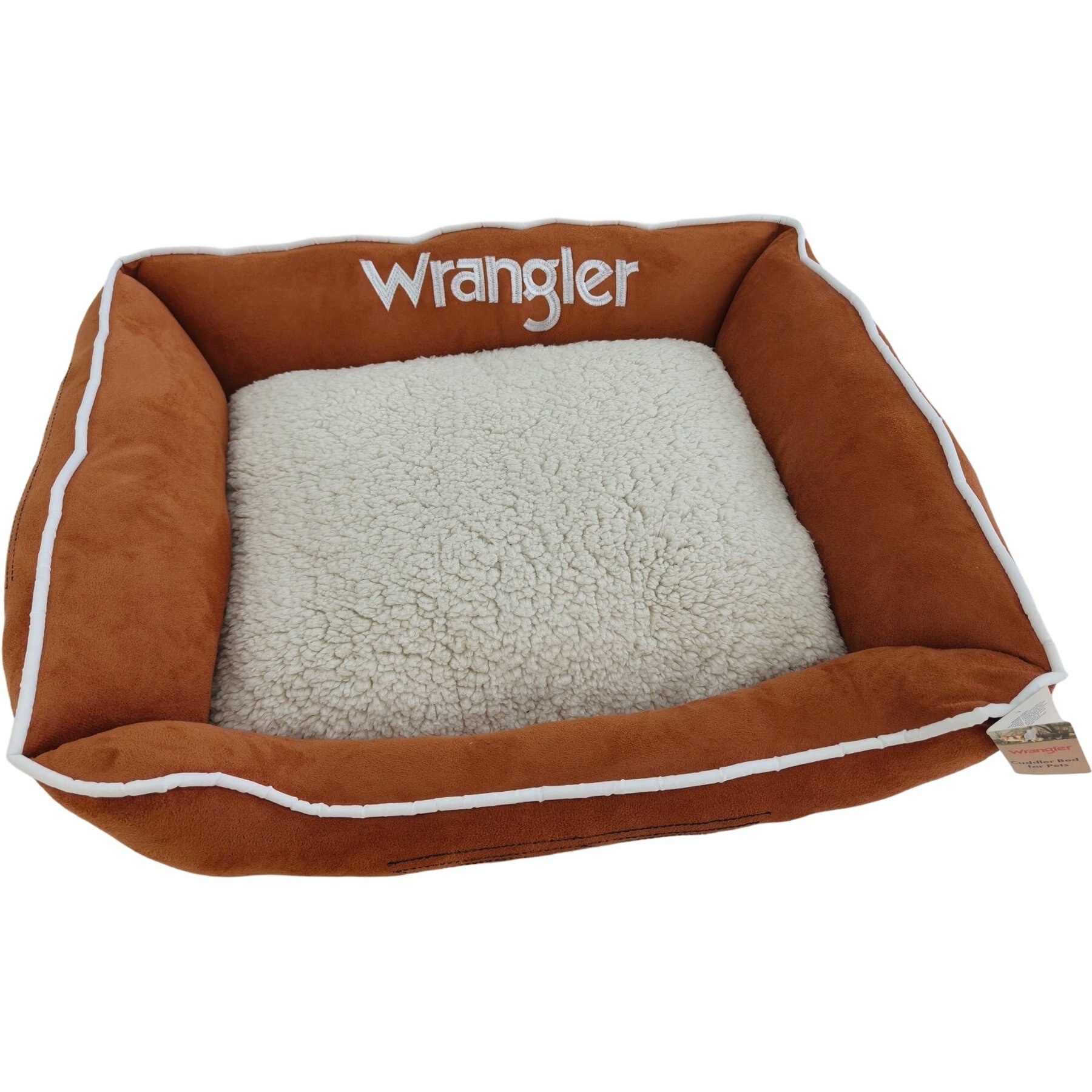 Wrangler Square Cuddler Removable Cover Dog Bed, Small, Tan