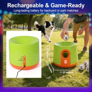 FIFA Pro Throw Automatic Ball Training Launcher Dog Toy, Green, 11.2 x 11.2 x 12-in