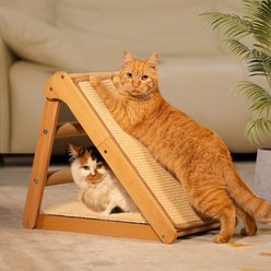 CheerPals Foldable Sisal 17.7-in Modern Cat Scratcher Ramp with Cushion, Brown