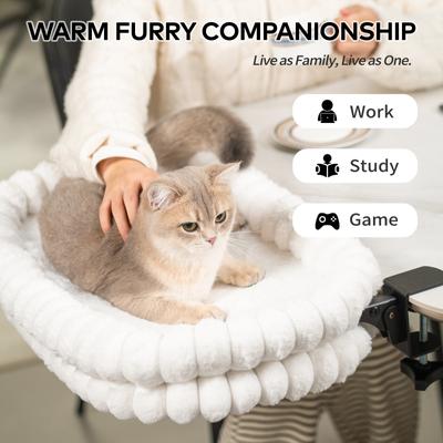 Show full view: CheerPals Plush & Grids Design Double-Layer Foldable Cat Desk Bed, White, Large: 24 x 15-in slide 2 of 10