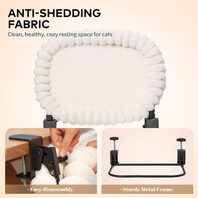 Show full view: CheerPals Plush & Grids Design Double-Layer Foldable Cat Desk Bed, White, Large: 24 x 15-in slide 6 of 10
