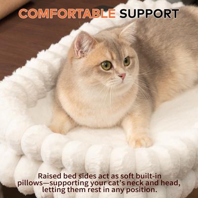 Show full view: CheerPals Plush & Grids Design Double-Layer Foldable Cat Desk Bed, White, Large: 24 x 15-in slide 4 of 10