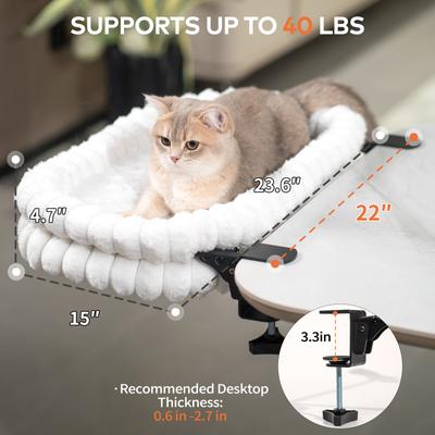 Show full view: CheerPals Plush & Grids Design Double-Layer Foldable Cat Desk Bed, White, Large: 24 x 15-in slide 7 of 10