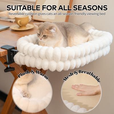 Show full view: CheerPals Plush & Grids Design Double-Layer Foldable Cat Desk Bed, White, Large: 24 x 15-in slide 3 of 10