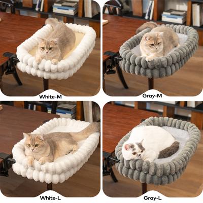 Show full view: CheerPals Plush & Grids Design Double-Layer Foldable Cat Desk Bed, White, Large: 24 x 15-in slide 8 of 10