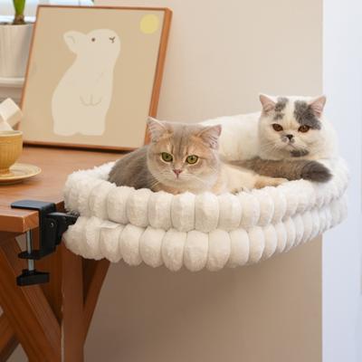 Show full view: CheerPals Plush & Grids Design Double-Layer Foldable Cat Desk Bed, White, Large: 24 x 15-in slide 9 of 10