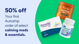 50% off your first Autoship order of select calming meds & essentials
