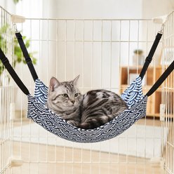 NonoPets Adjustable Cat Hammock Bed Cage Replacement for Cats & Smallpets, White/Black, Large
