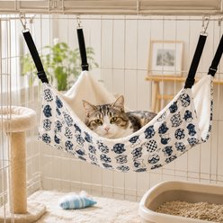NonoPets Adjustable Cat Hammock Bed Cage Replacement for Cats & Smallpets, White/Blue, Small