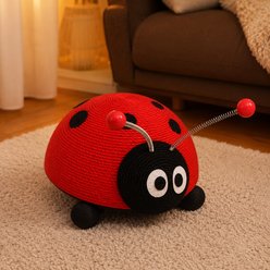 NonoPets Ladybug Cute Sisal Rope Scratcher Cat Toy, Red, 14 x 8-in