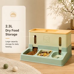 NonoPets 2-in-1 Smart Feeding Station Cat Feeder & Water Dispenser, Green slide 2 of 8