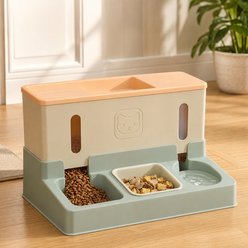 NonoPets 2-in-1 Smart Feeding Station Cat Feeder & Water Dispenser, Green