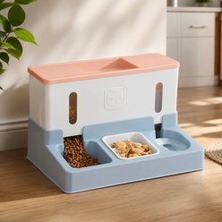 NonoPets 2-in-1 Smart Feeding Station Cat Feeder & Water Dispenser, Pink