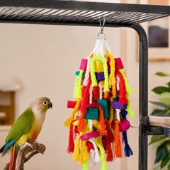 NonoPets Enrichment Hanging Shredding Bird Chewing Foraging Activity Cage Toy for Small Parrots, Multicolor