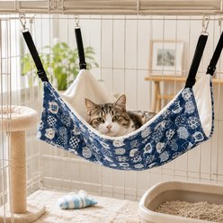 NonoPets Adjustable Cat Hammock Bed Cage Replacement for Cats & Smallpets, Dark Blue, Medium