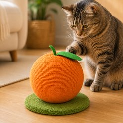 NonoPets Fruit Fun Sisal Rope Scratching Ball Cat Toy, Orange