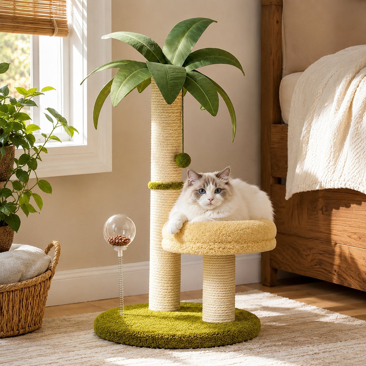 NonoPets Palm Tree Cat Tower Tropical Cat Scratching Post & Cozy Lounge, Large