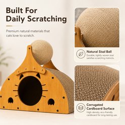 NonoPets Indoor Multi-Functional 18.5-in Polyester Cat Scratcher & Condo, Wood slide 2 of 9