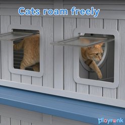 PLAYRANK Double-Deck Stray Apartment Outdoor Cat House, 51.97 x 26.42 x 37.28-in, Blue slide 2 of 7