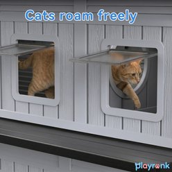 PLAYRANK Double-Deck Stray Apartment Outdoor Cat House, 51.97 x 26.42 x 37.28-in, Black slide 2 of 7