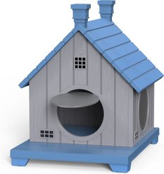 drato Single-Layer Cabin Shape Bed Outdoor Cat House, 25.51 x 20.71 x 25.63-in, Blue slide 1 of 6